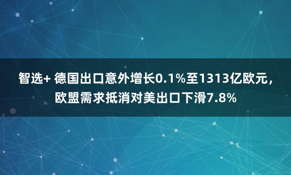 智选+ 德国出口意外增长0.1%至1313亿欧元，欧盟需求抵消对美出口下滑7.8%