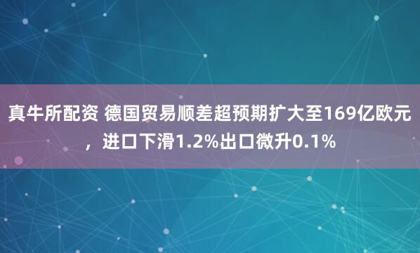 真牛所配资 德国贸易顺差超预期扩大至169亿欧元，进口下滑1.2%出口微升0.1%