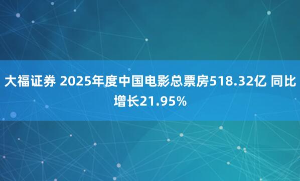 大福证券 2025年度中国电影总票房518.32亿 同比增长21.95%
